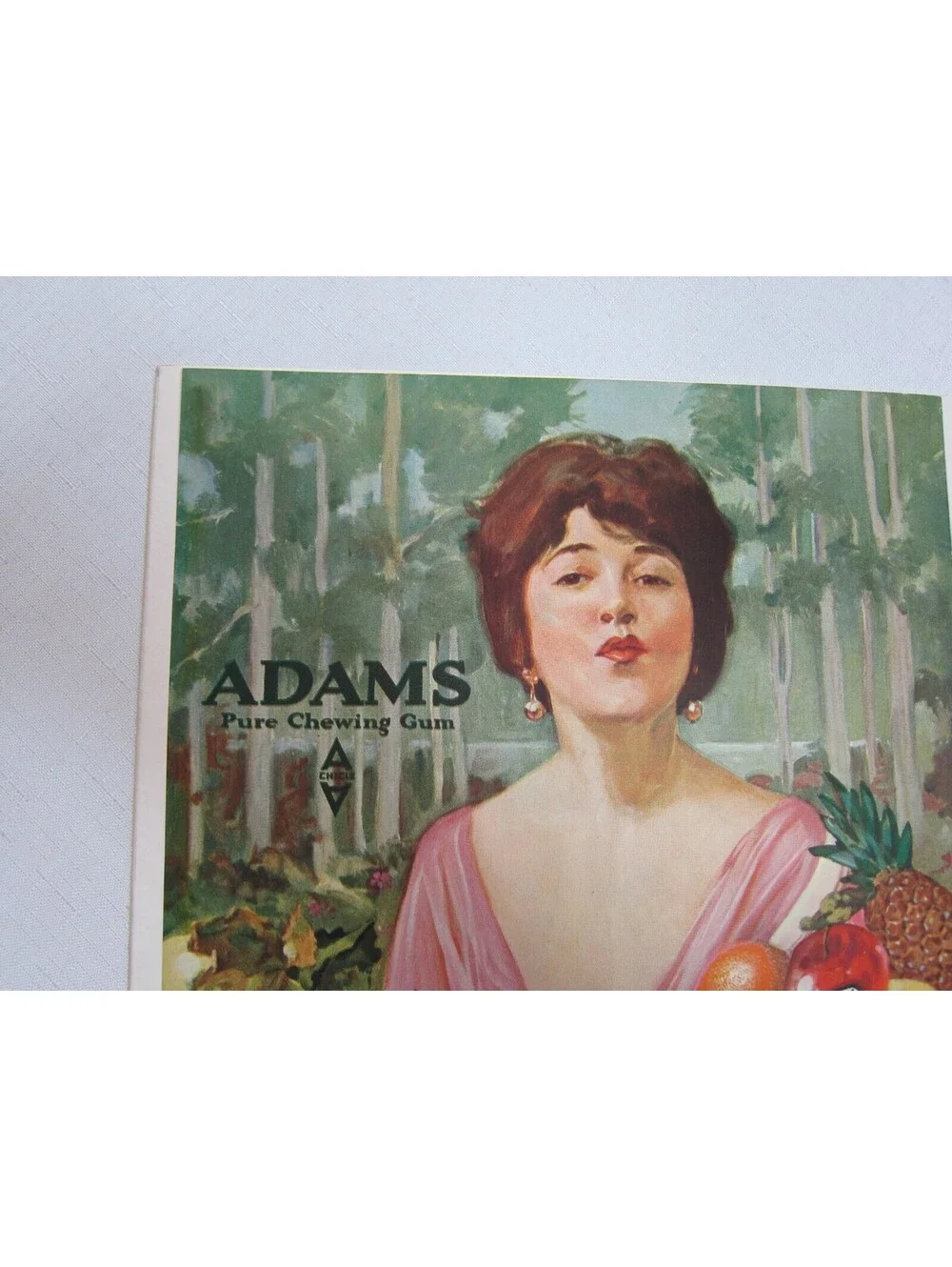 Antique 1919 Adams California Fruit Gum Ad Movie Star Virginia Pearson 14 x 9.5
